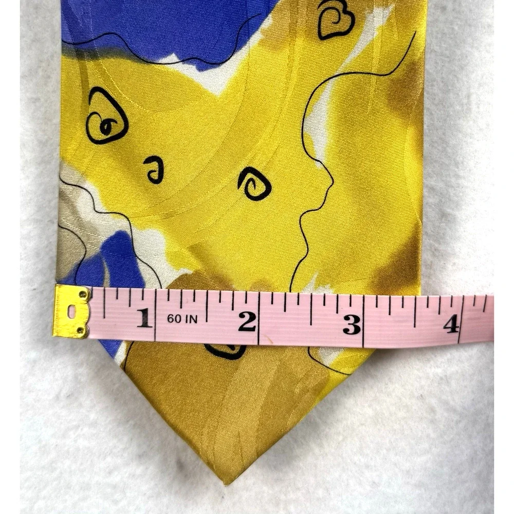J Garcia silk tie Snail Garden yellow white abstract Designer Dead Head